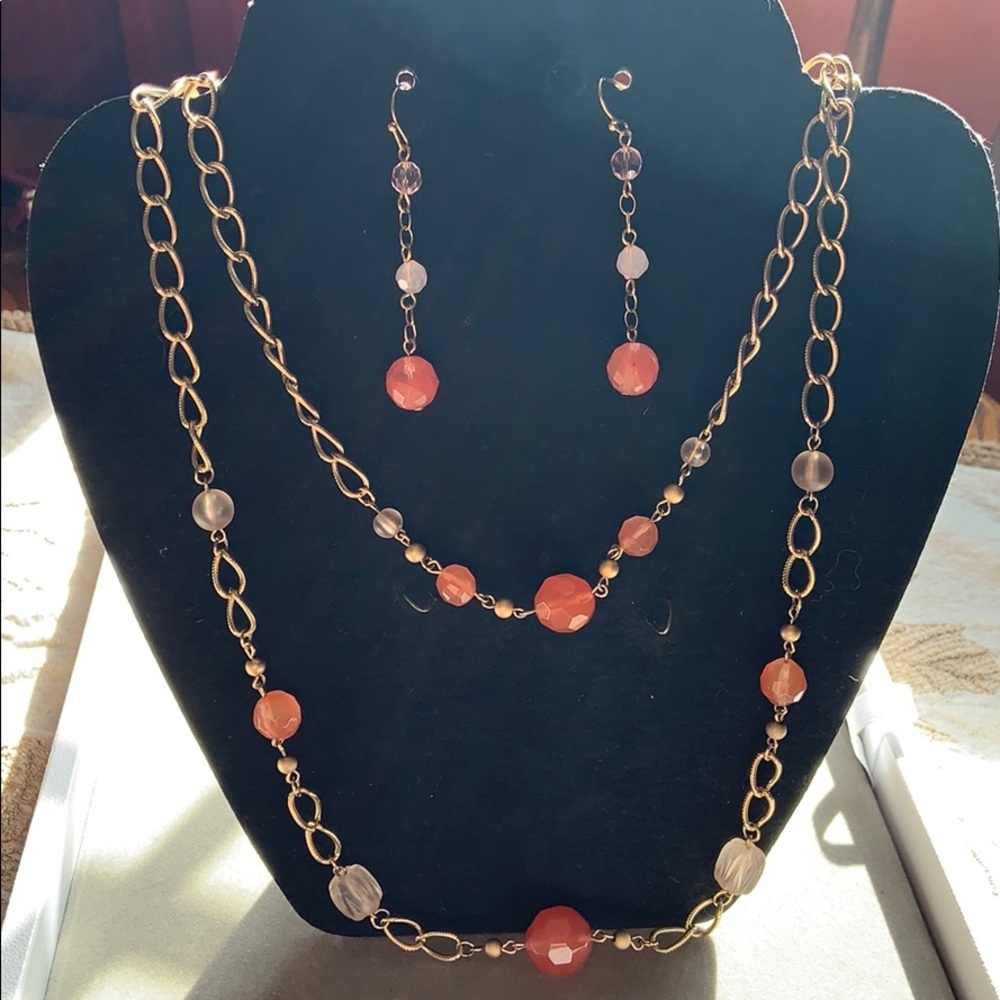 Beaded Necklace and Earring Set